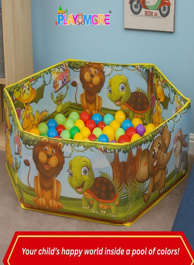 بلاي مور حوض كرات بلايمور للأطفال بعمر سنة واحدة مع كرات ملونة | خيمة لعب قابلة للطي | ألعاب داخلية وخارجية للأطفال، حوض لعب للأطفال الصغار، منطقة لعب للأطفال بتصميم حيوانات - Image 4